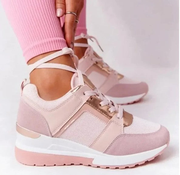 Chaussures Élégantes À Lacets En Cuir À Talon Compensé Pour Femmes