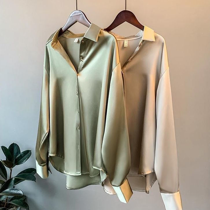 Chemise Élégante En Soie De Bureau Coréen Pour Dames
