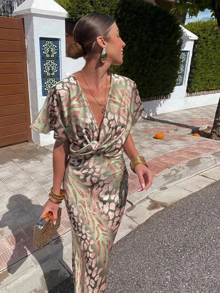 Robe Femme Longue Élégante Décolleté V