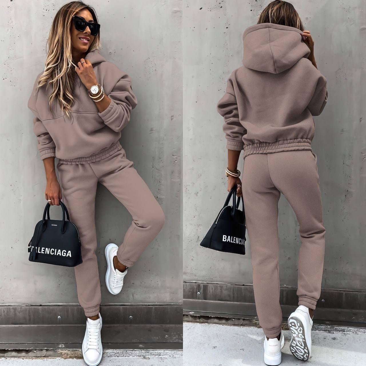 Survêtement deux pièces oversize à capuche pour femme - Ensemble de jogging décontracté1