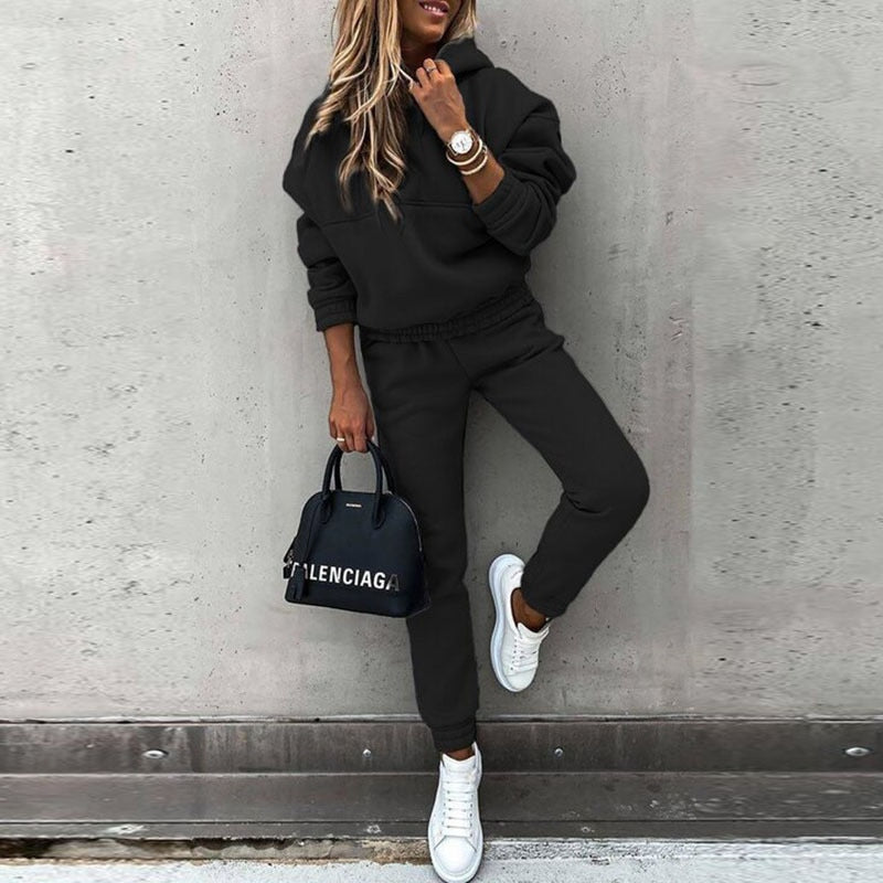 Survêtement deux pièces oversize à capuche pour femme - Ensemble de jogging décontracté