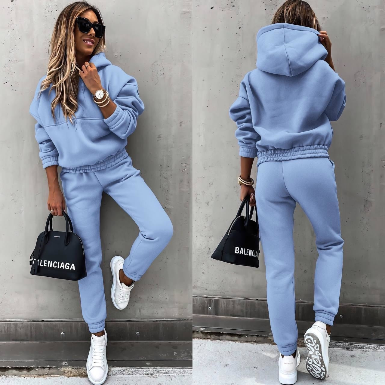 Survêtement deux pièces oversize à capuche pour femme - Ensemble de jogging décontracté2