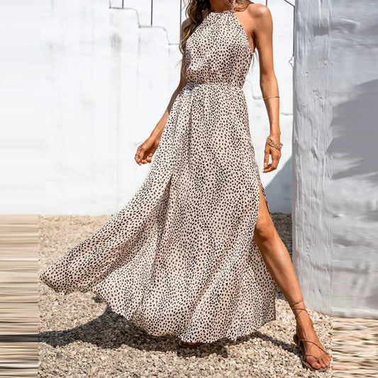 Femme Robe maxi – silhouette A-Line et imprimé à pois