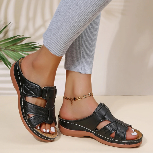 Femme Sandales en cuir – style ouvert et soutien orthopédique