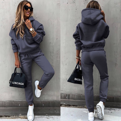 Survêtement deux pièces oversize à capuche pour femme - Ensemble de jogging décontracté3