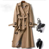 Trench long classique pour femme - veste double boutonnage avec ceinture